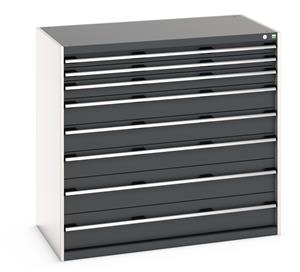 Bott Cubio drawer cabinet with overall dimensions of 1300mm wide x 750mm deep x 1200mm high Cabinet consists of 2 x 75mm, 1 x 100mm, 3 x 150mm and 2 x 200mm high drawers 100% extension drawer with internal dimensions of 1175mm wide x 625mm deep. The... Bott Workshop Storage Drawer Units1300mmW x 750mmD